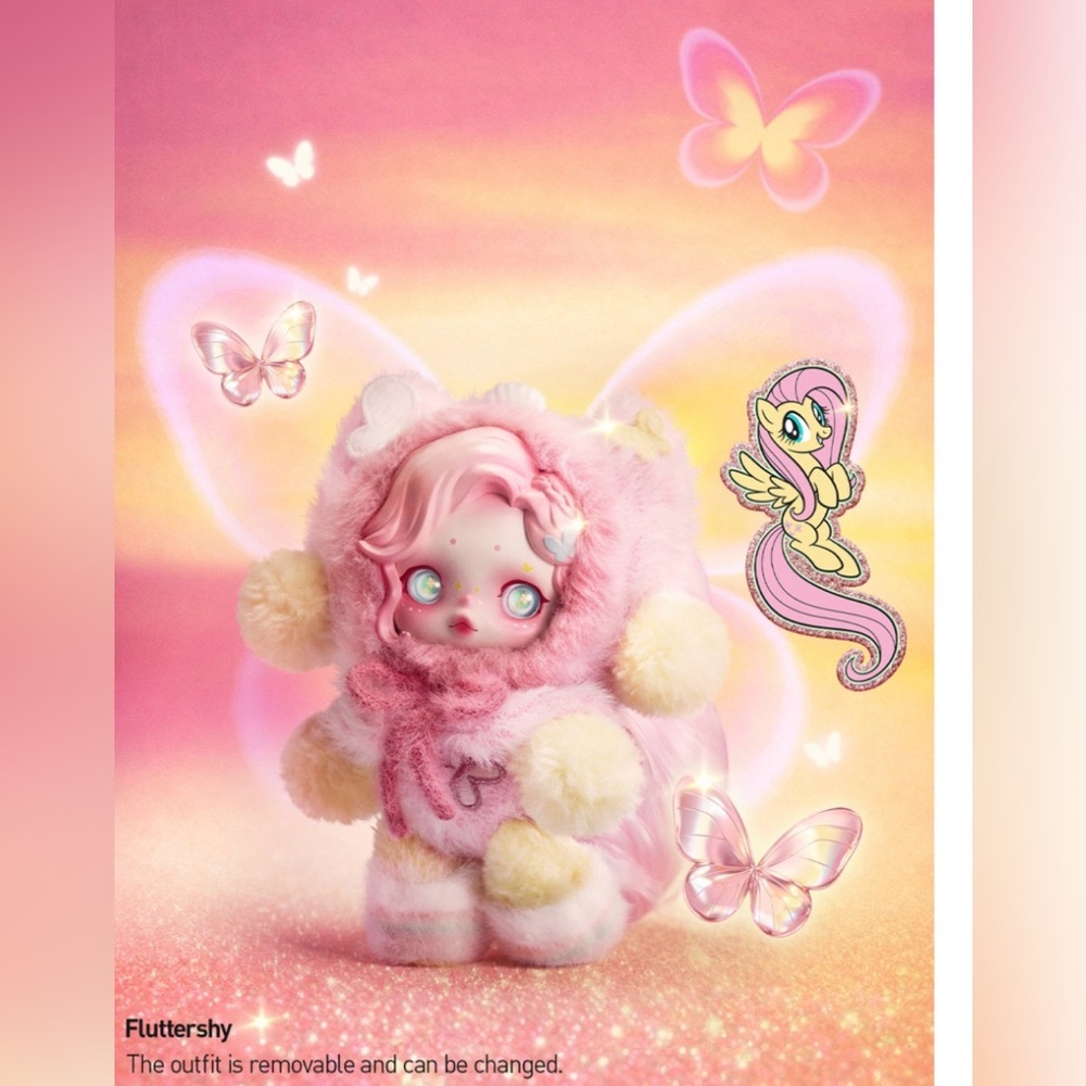 My Little Pony X SkullPanda (Pop Mart) X-Fluttershy Keychain /BagCharm NWOT